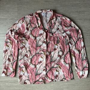 Sant and Abel Martinique Banana Leaf Pajama Shirt Top Women's XL Pink Cozy